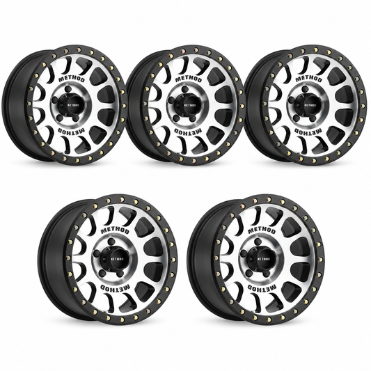 Set of five machined Method NV wheels with black lips