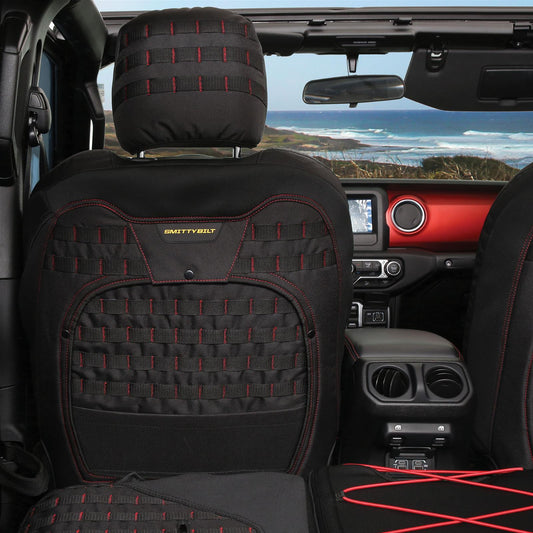 Smittybilt Front G.E.A.R. Gen2 Custom fit Seat Covers - Jeep Wrangler Unlimited JL 4-Door (2018-2025) / Jeep Gladiator JT (2020-2025)