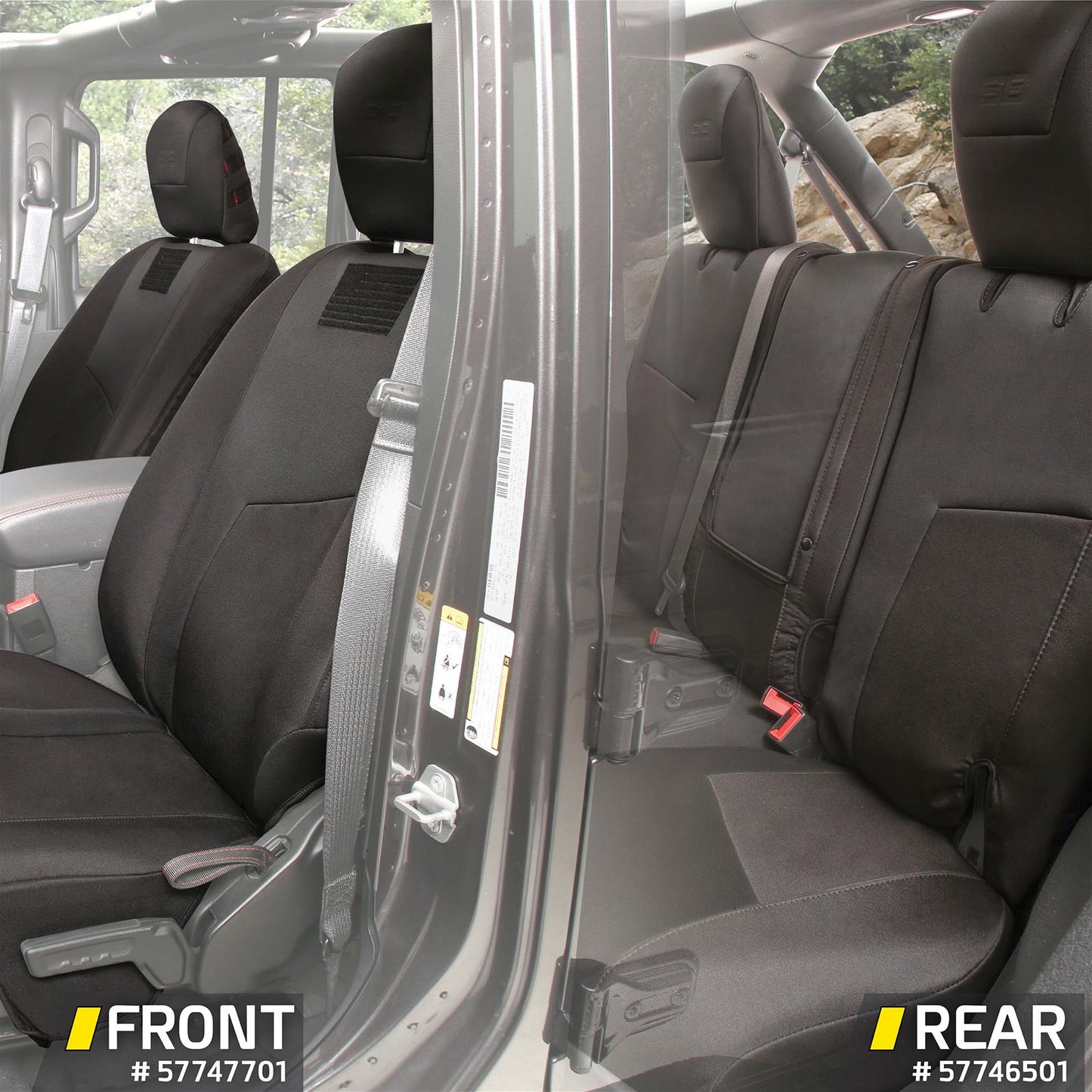 Smittybilt Front G.E.A.R. Gen2 Custom fit Seat Covers - Jeep Wrangler Unlimited JL 4-Door (2018-2025) / Jeep Gladiator JT (2020-2025)